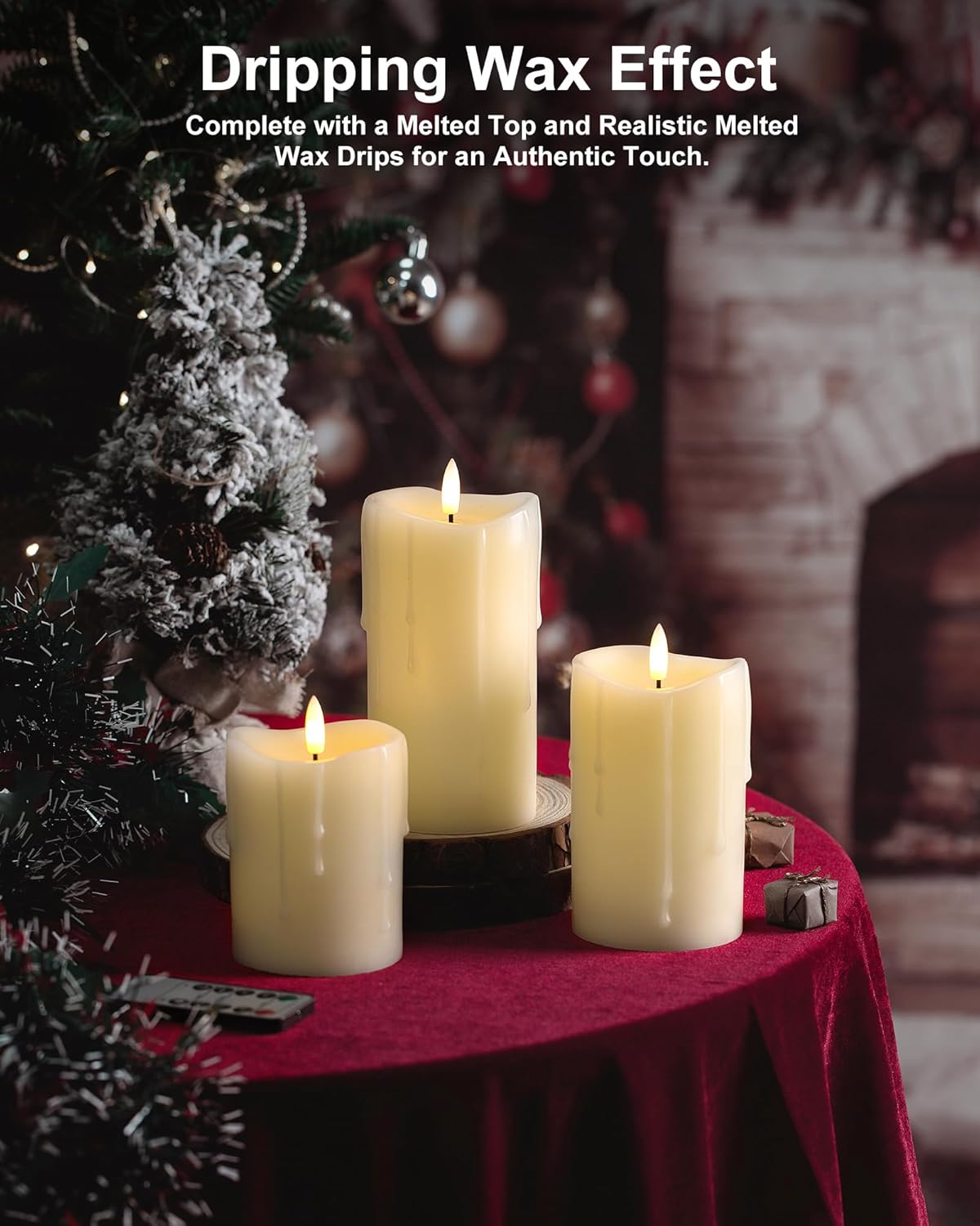 Velas sin llama marfil LED con control remoto y temporizador