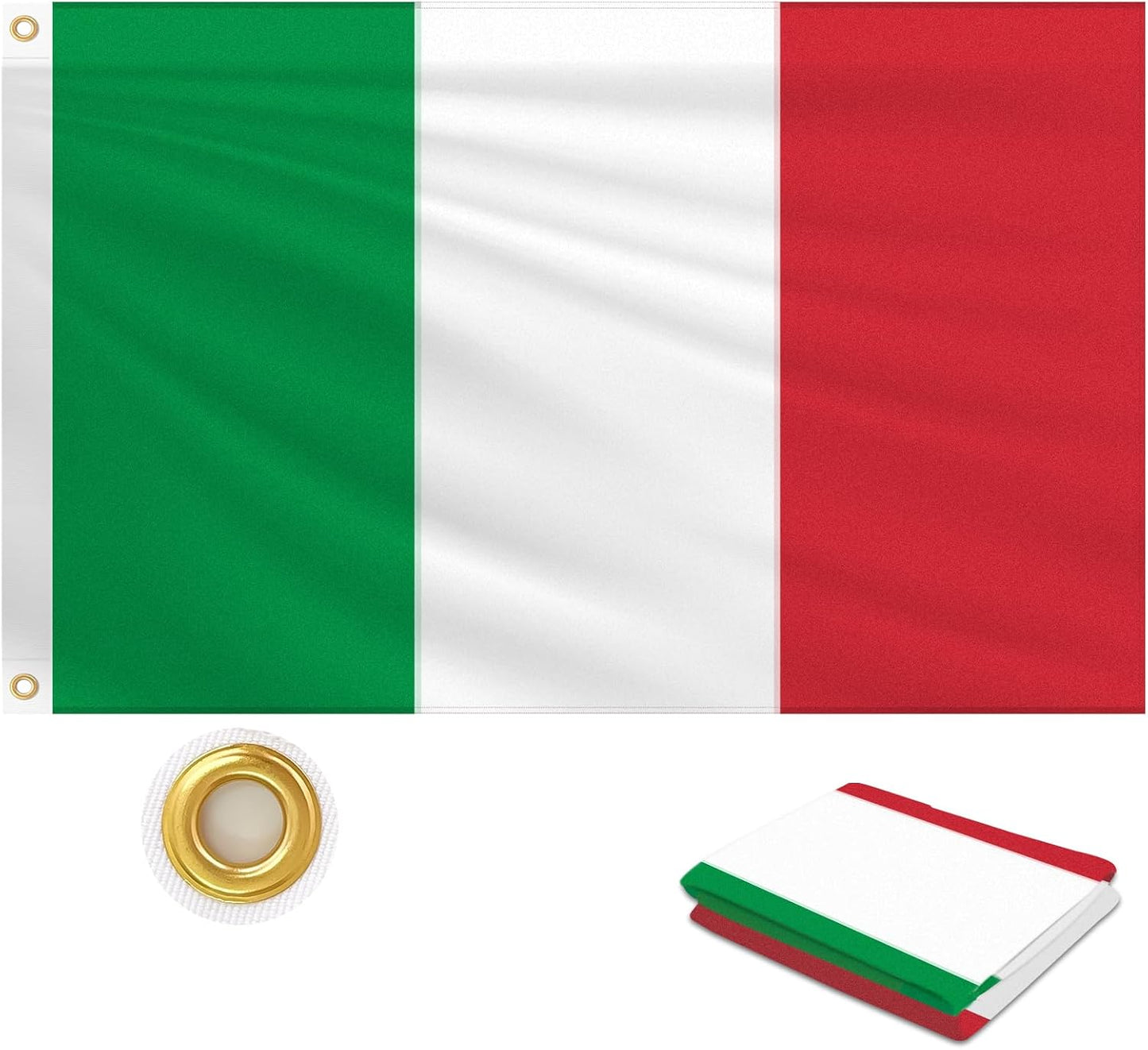 Bandera Italia 3x5ft tela Oxford rayas verdes rojas