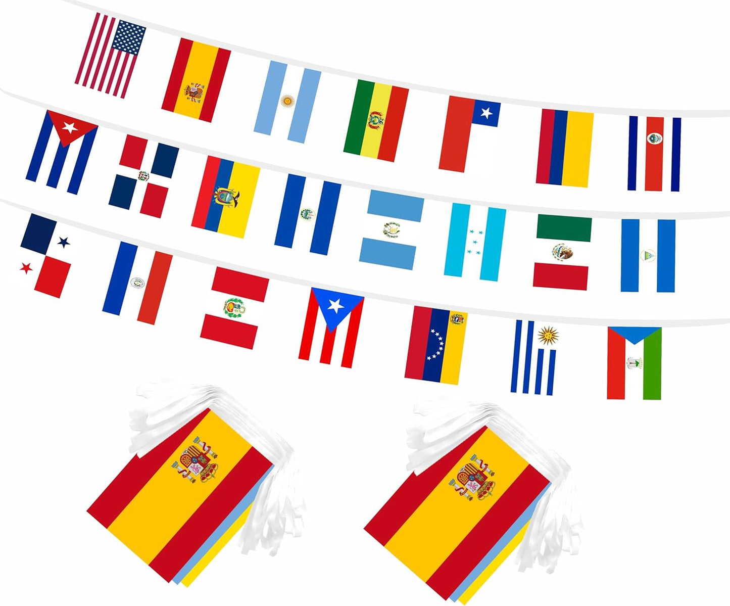 Set 2 Banderas Hispanas 22 Paises 60ft Escuela Oficina