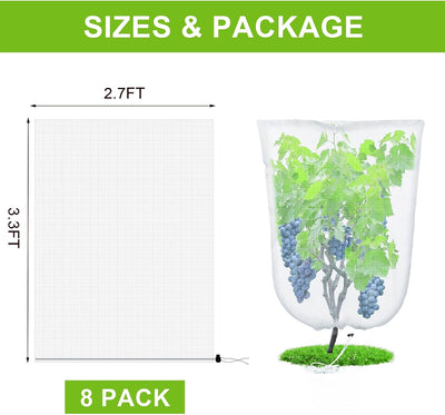 8 Redes malla insectos 3.3x2.7ft con cordón para plantas