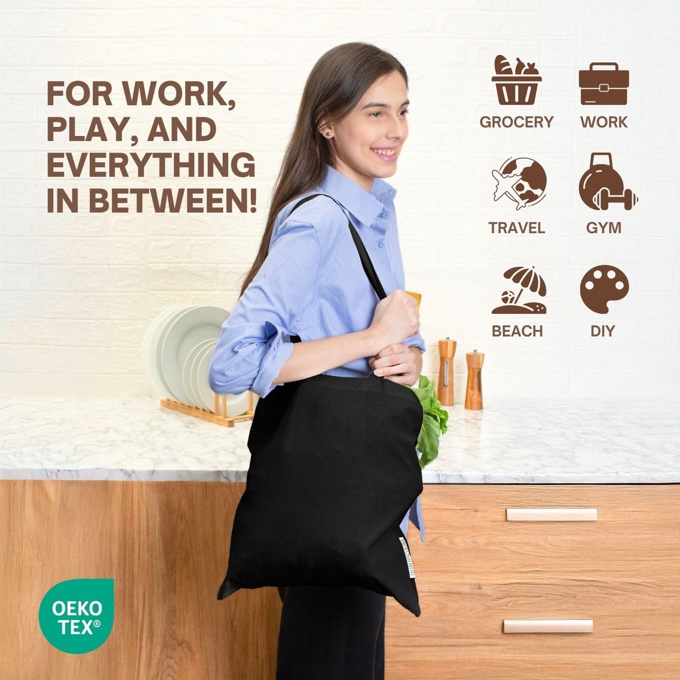 Bolsas tela 16x15pulg medianas reutilizables compras