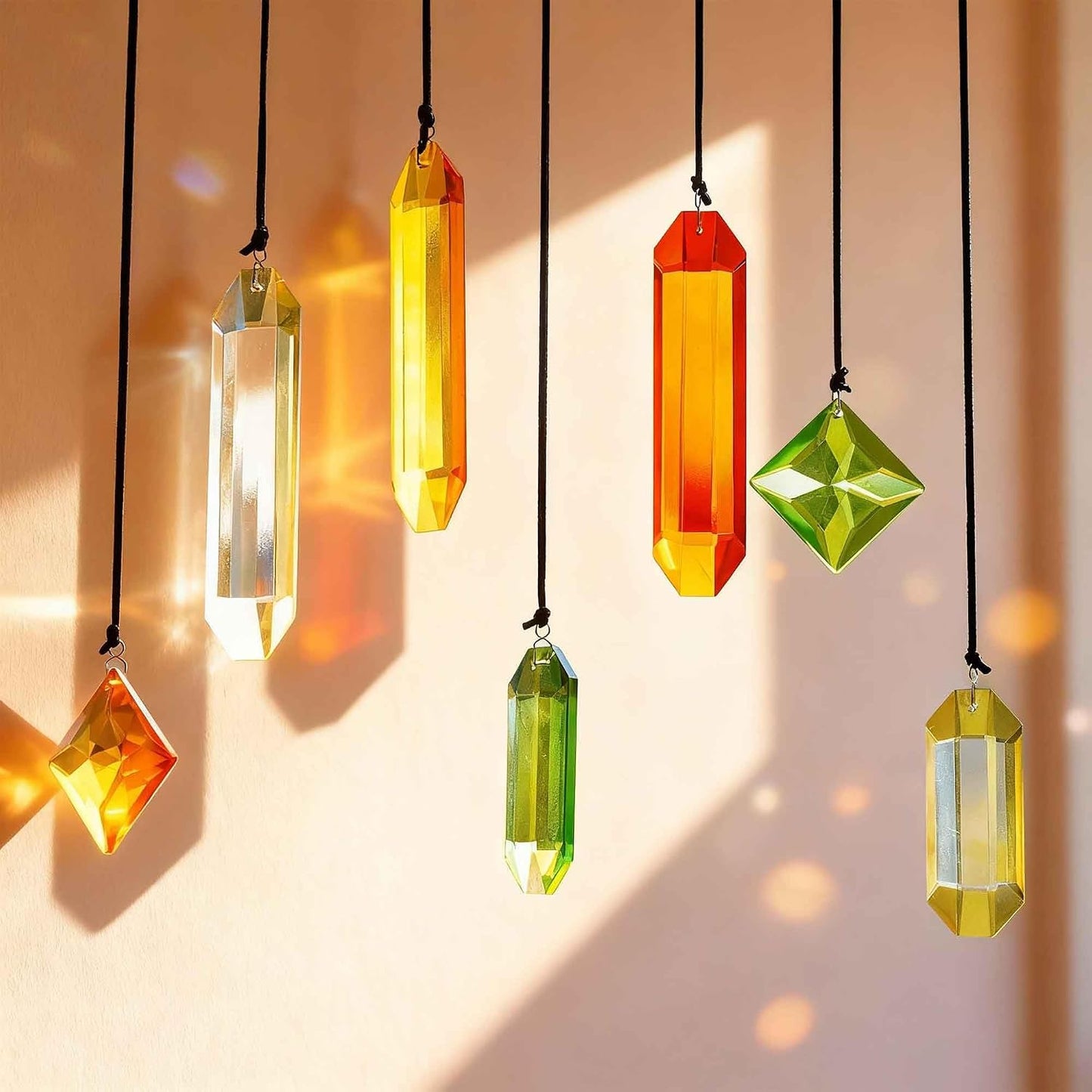 7 Pzas Atrapasoles Cristal Arcoíris para Ventanas Hogar
