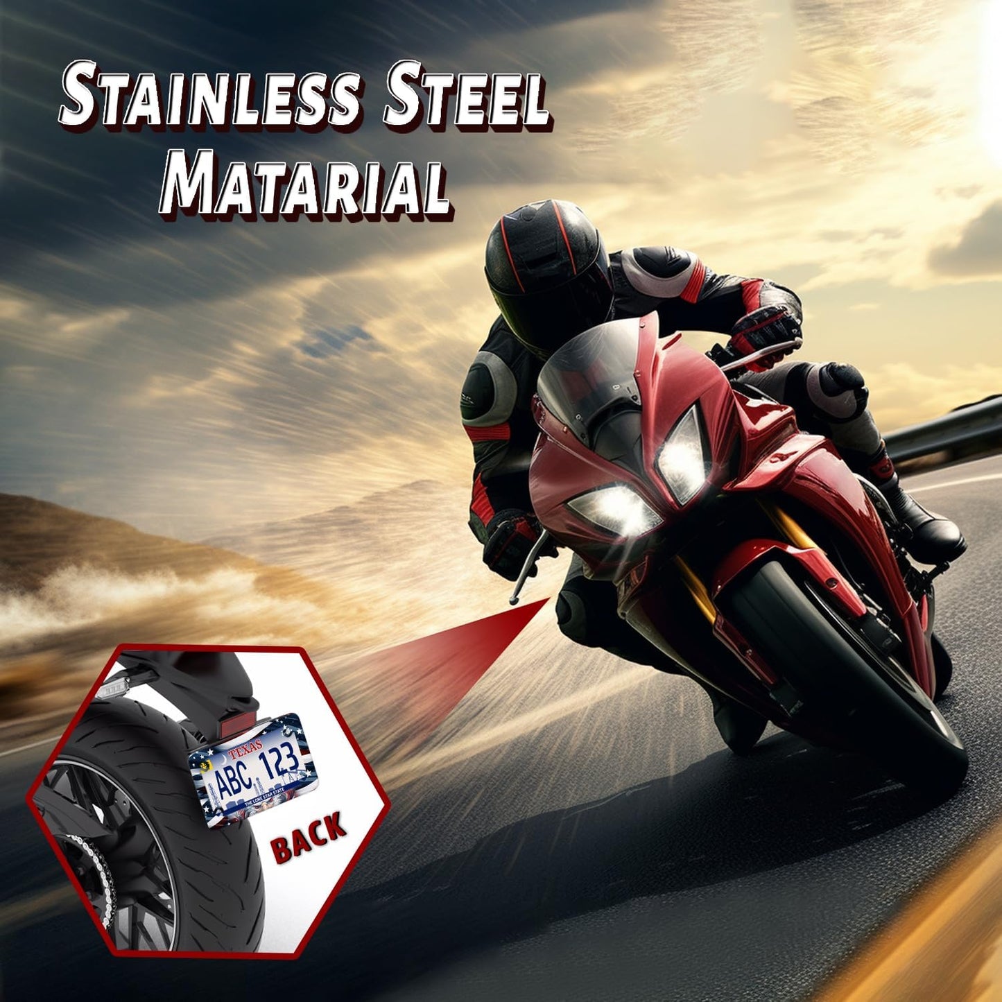 Marco placa motocicleta acero inox bandera americana