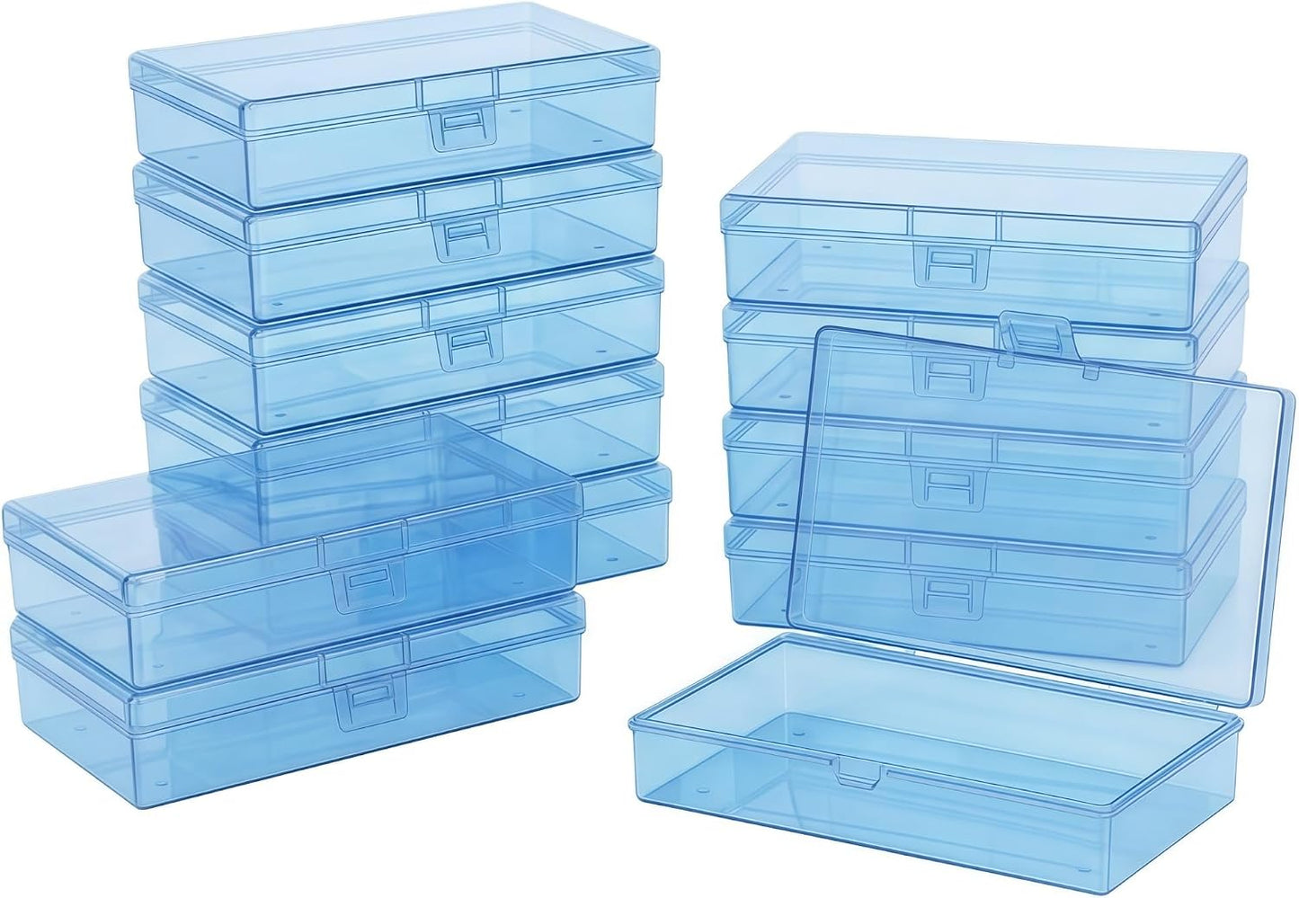 12 Contenedores Plástico Transparente 5.3x3.1pulg Azul
