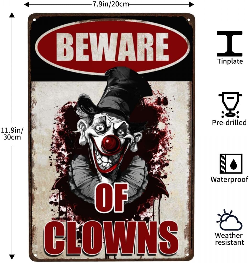 Letrero Halloween payaso metal 12x8"