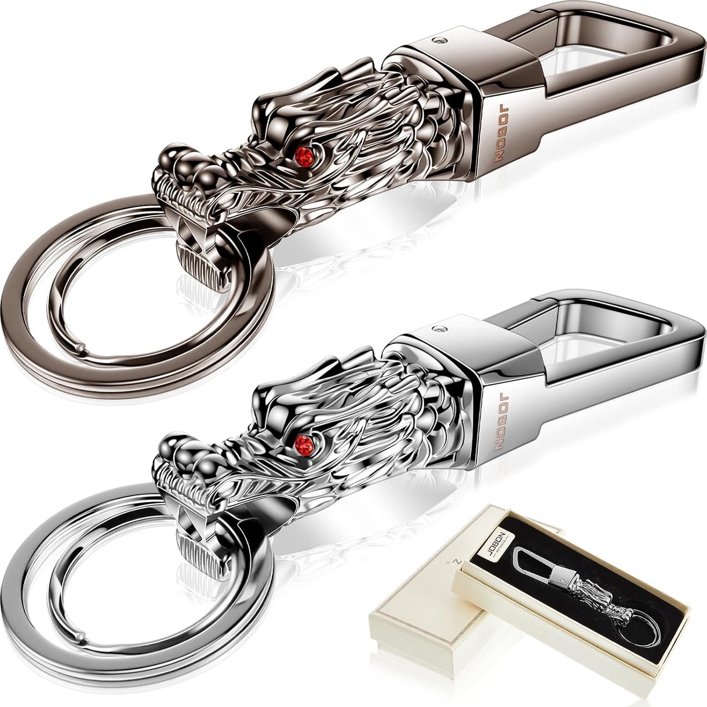 2 Llaveros cabeza dragón Navidad regalo para hombres