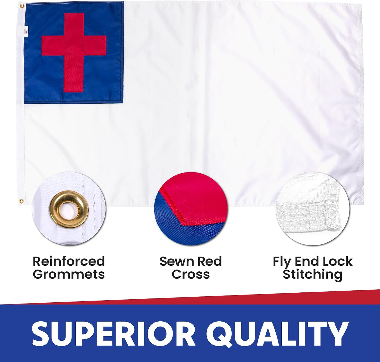 Bandera cristiana SolarMax 4x6pulg resistente clima con cruz