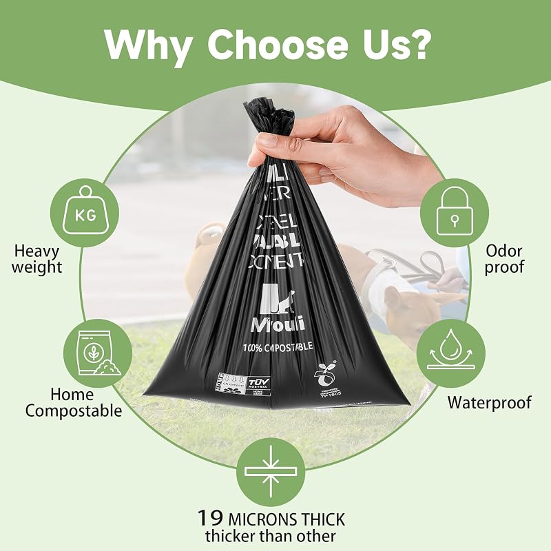 Bolsas compostables excremento perro 240uds sin perfume negro