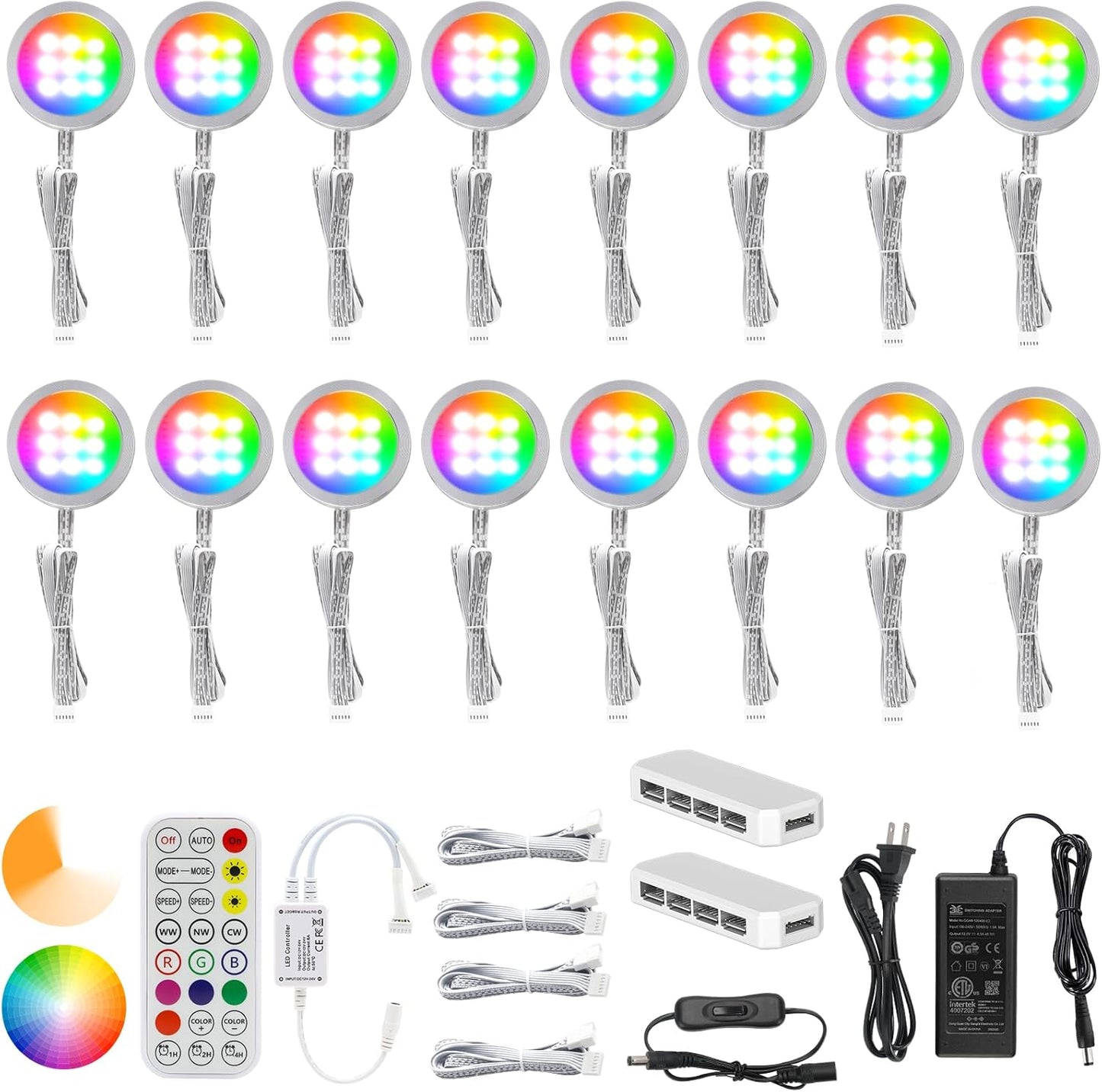 Kit 16 Luces LED RGB CCT Regulables Control Remoto