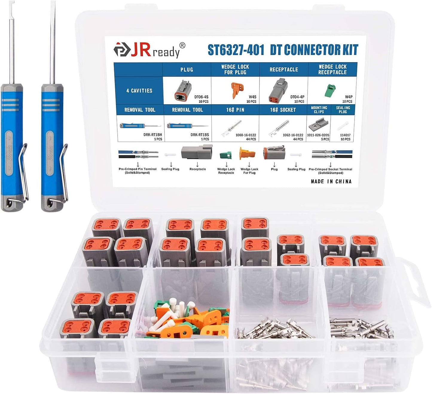 Conector eléctrico automotriz 4 vías 10 set gris