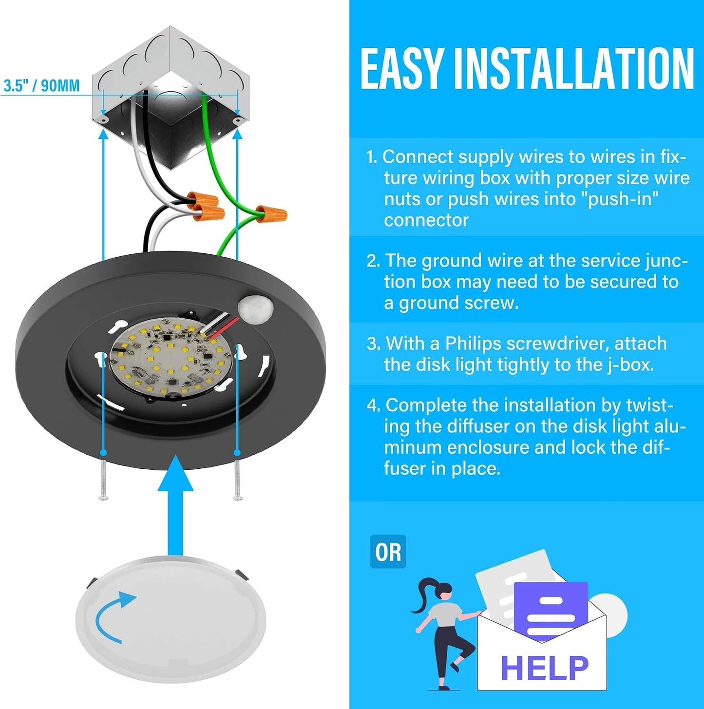 Luz LED armario 6pulg sensor movimiento 15W 2 pack