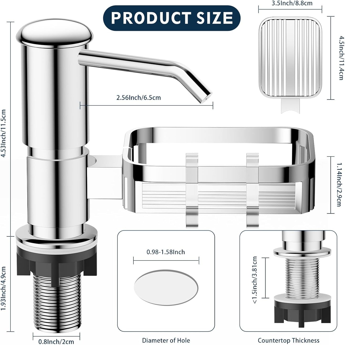 Dispensador jabón fregadero cocina con tubo 39pulg