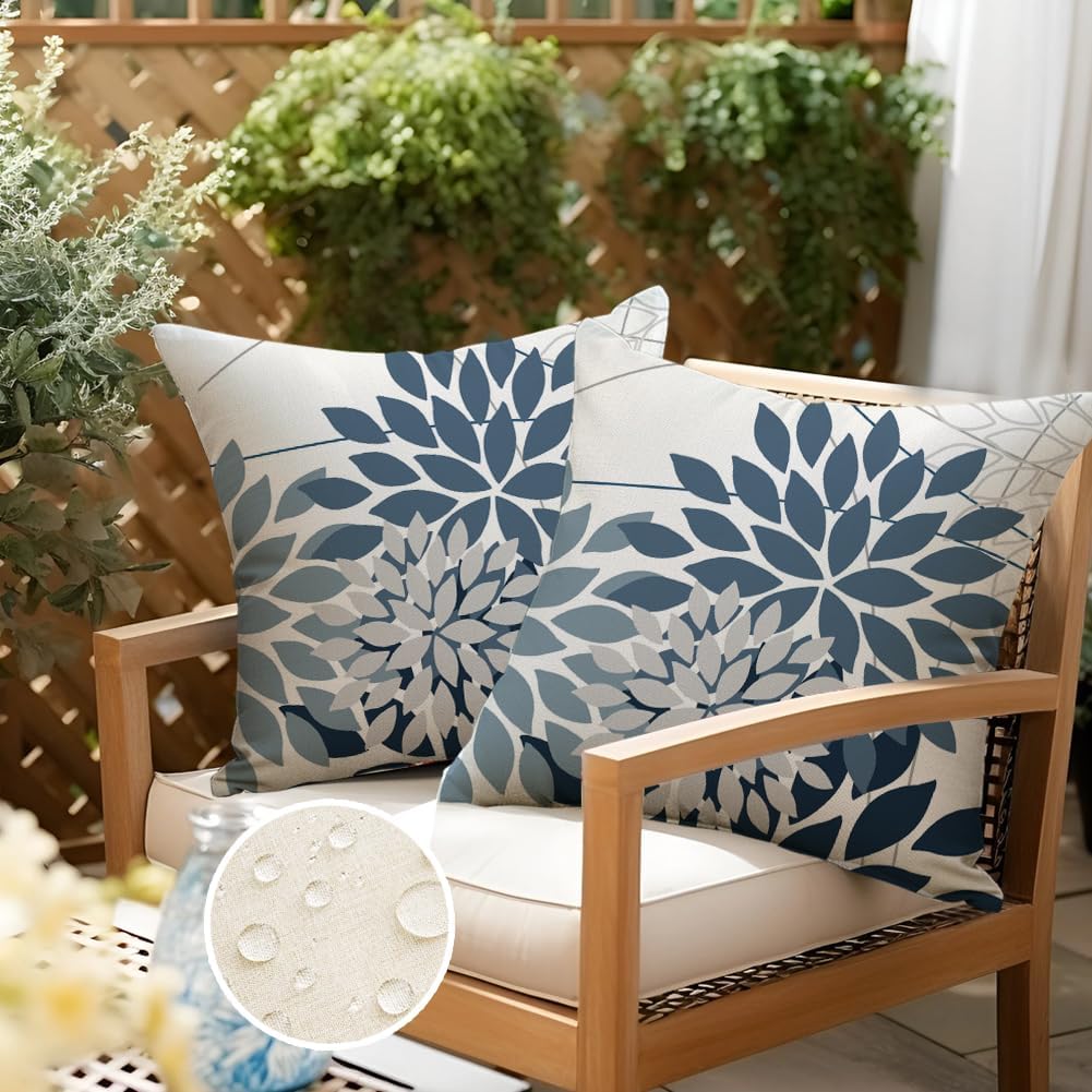 2 Pzas Fundas Almohada 18x18" Flores Grises