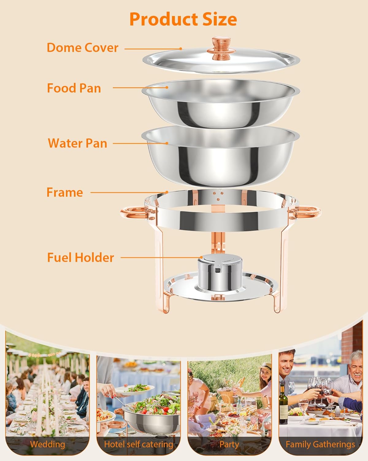 Set 2 Chafer Acero Inox 5qt Con Tapa Vidrio