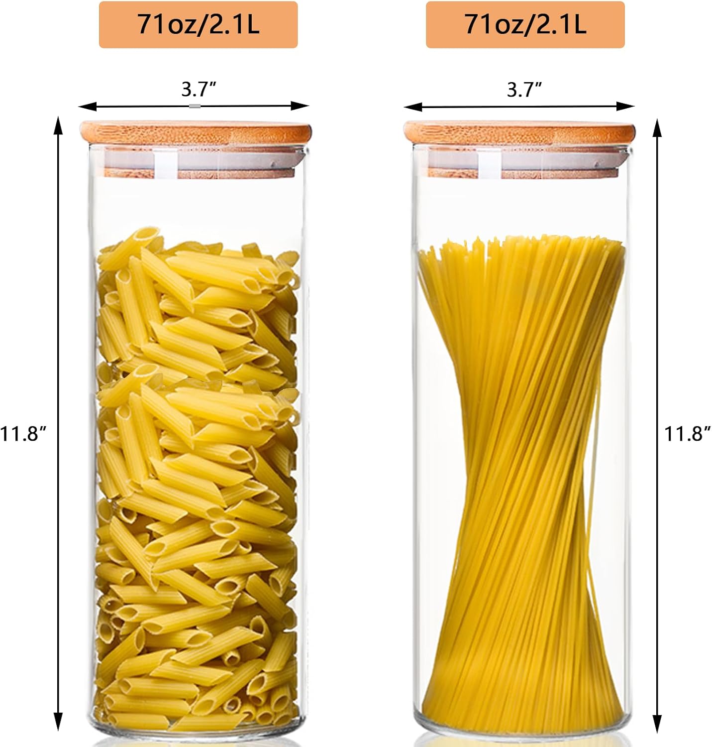 Set 2 Recipientes Vidrio Almacenamiento 71oz con Tapa