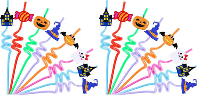 24 Pajitas Temáticas Halloween para Niños y Niñas