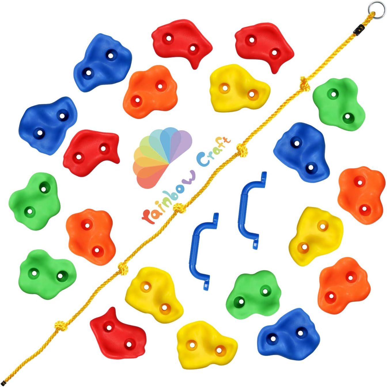 Kit escalada niños 20 soportes pared roca 2 asas cuerda 8ft