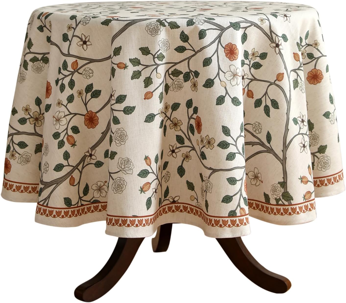 Mantel lino francés beige claro redondo resistente arrugas