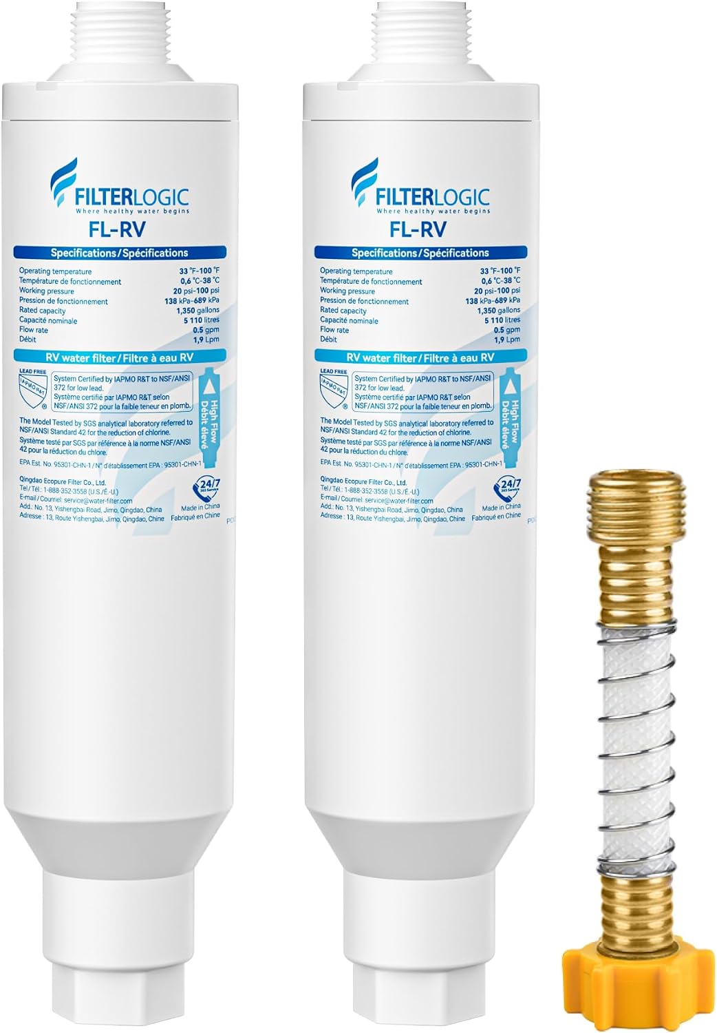 Filtro agua caravana NSF reduce cloro 2 pzas