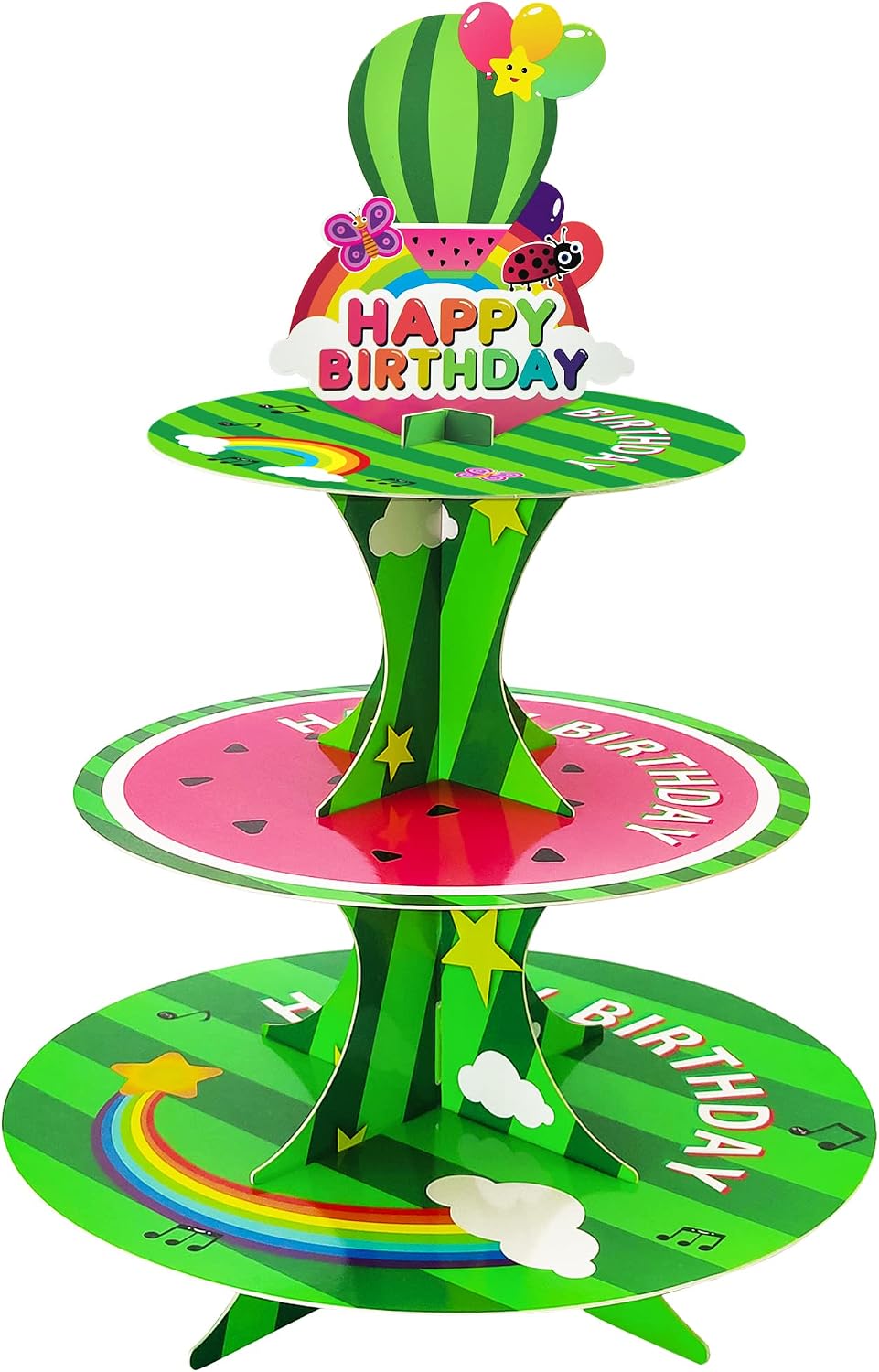 Soporte cupcakes 3 niveles dibujos animados fiesta sandía niños