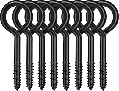 8 Pzas Pernos Ojo Negro 5pulg para Cables Madera Colgar