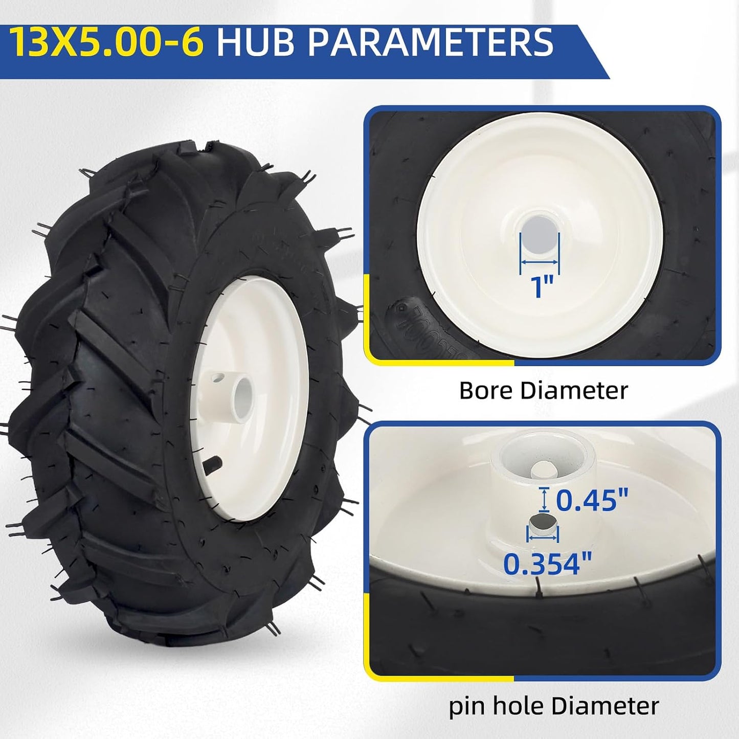 Neumático sin cámara para cultivadora 13x5.00-6 eje 1"