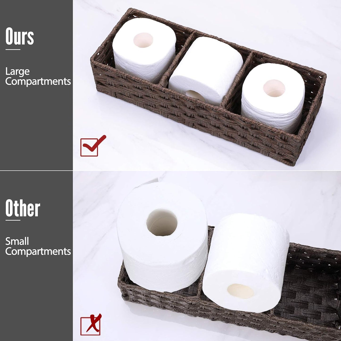 Cesta mimbre plástico baño con divisor organizar