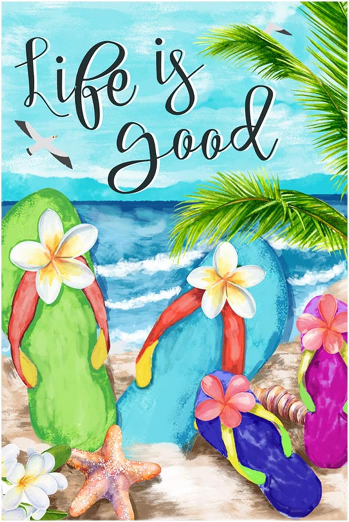 Chanclas verano playa Life is good bandera 28x40"
