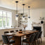 Luz colgante vidrio martillado isla cocina negro D5.5