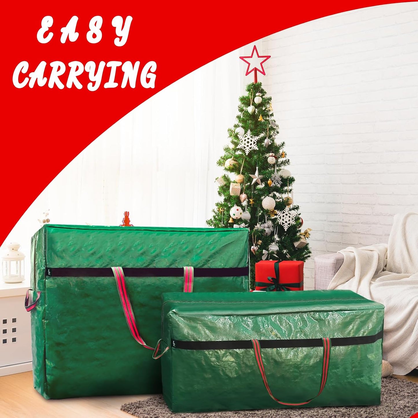 Bolsa árbol navidad 4/5ft impermeable 4 asas verde