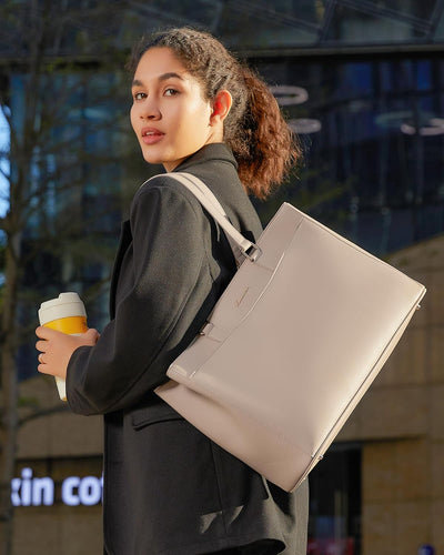 Bolsa tote de cuero para laptop mujer trabajo