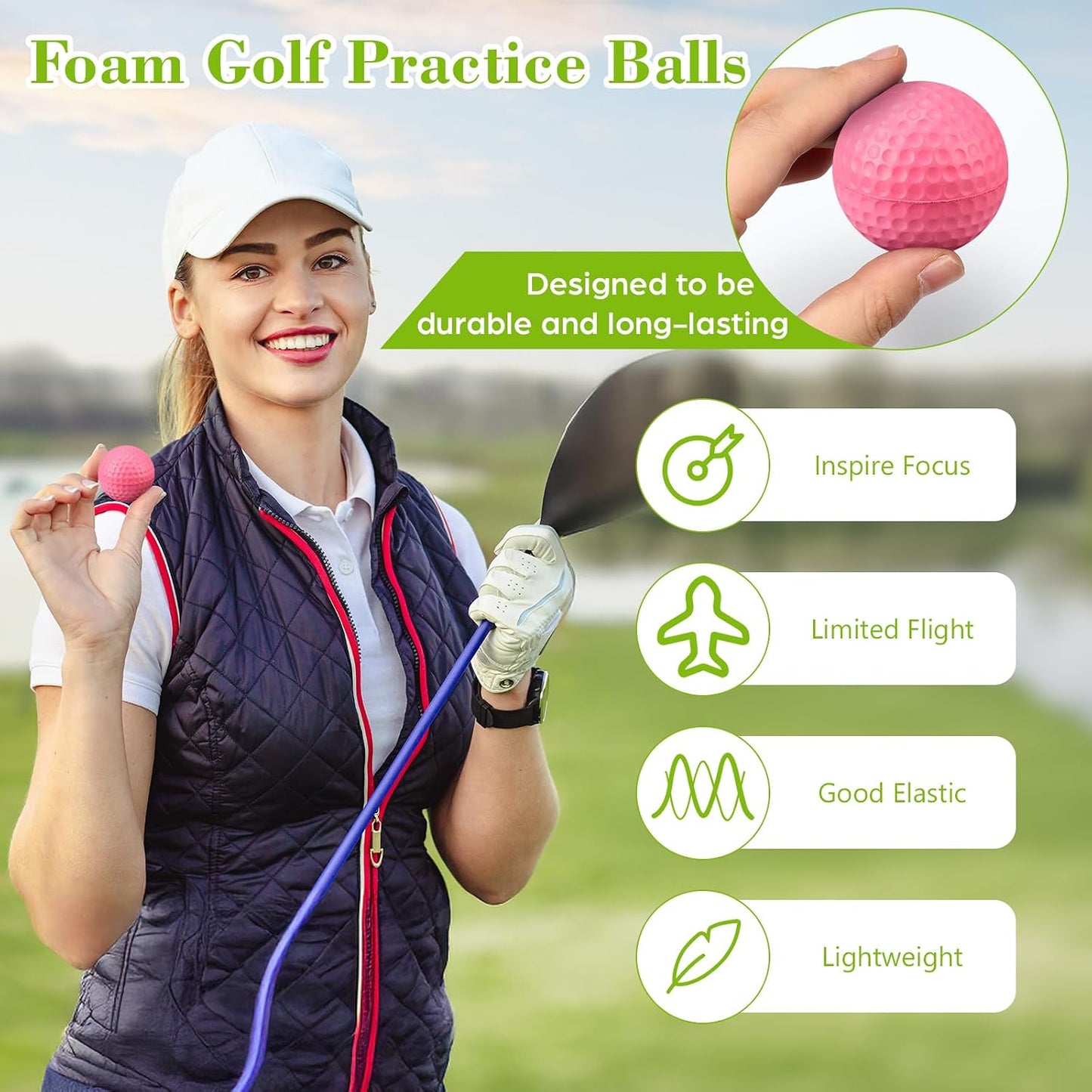 30 Bolas Espuma Práctica Golf Sensación Realista