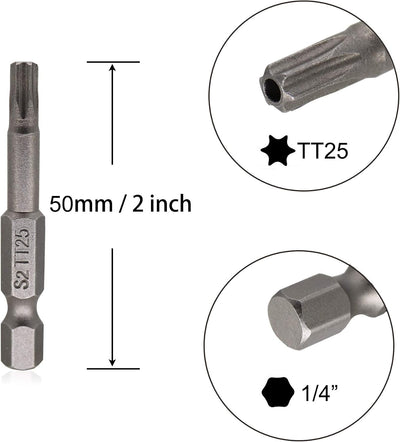Puntas destornillador magnéticas Torx S2 acero 2pulg