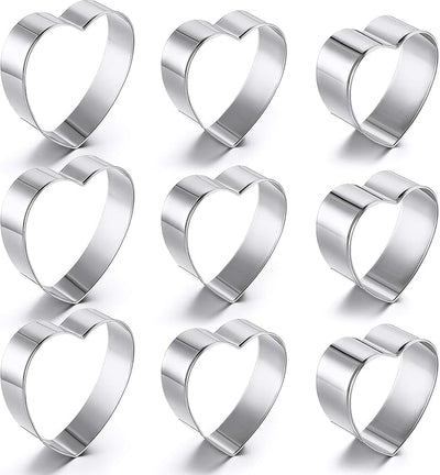 Juego 9 Pzas Cortador Galletas Corazón San Valentín Acero Inox