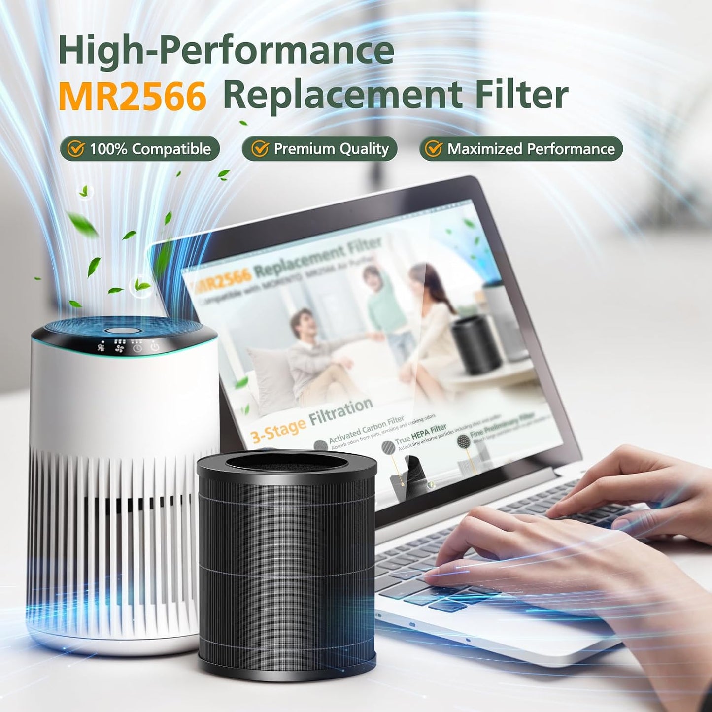 4 Filtros MR2566 Comp Meronte Prefiltro Carbón HEPA 3en1