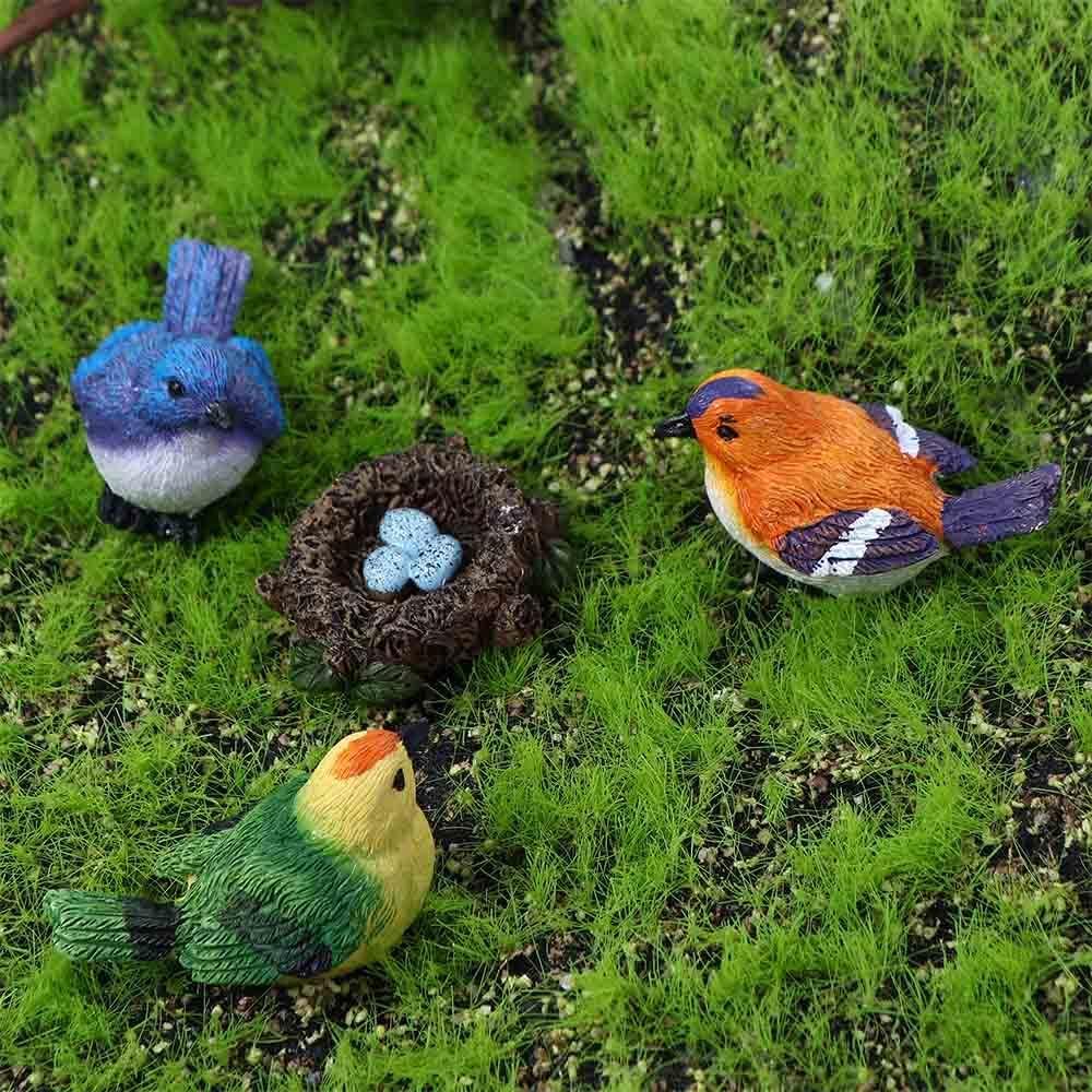 Figuras mini pájaros y nidos decoración jardín y hogar