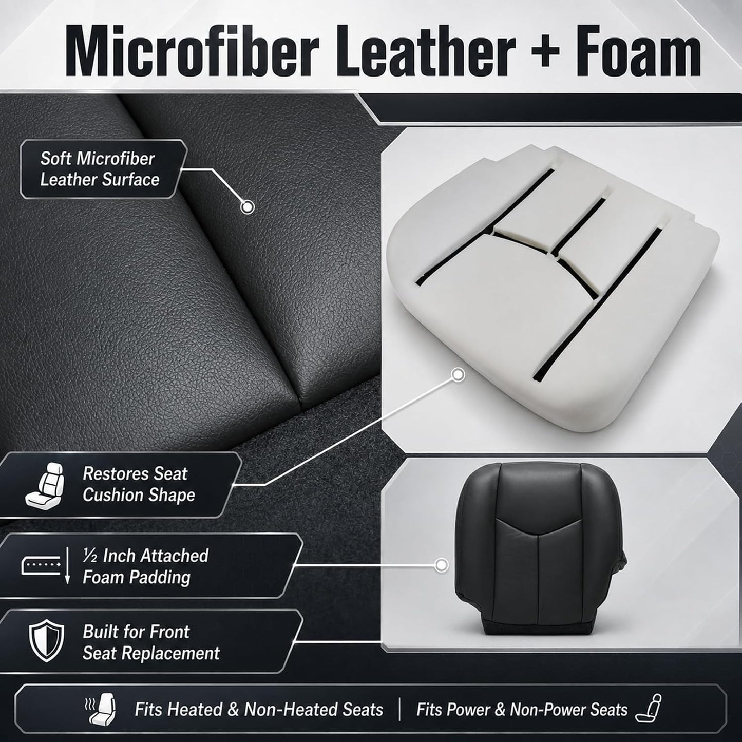 Funda asiento cojín espuma microfibra Chevy Silverado Tahoe