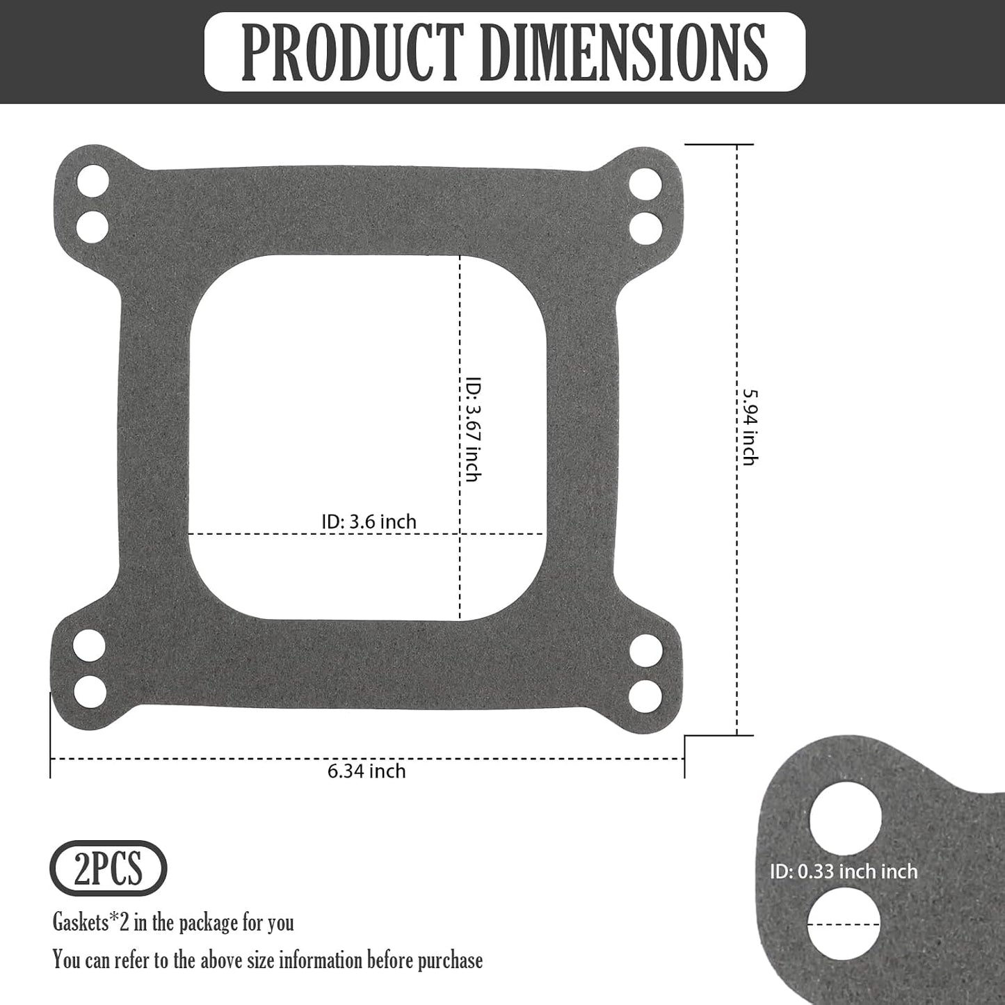 2 Juntas Carburador 1/16pulg para Carter/Holley 4160 4150