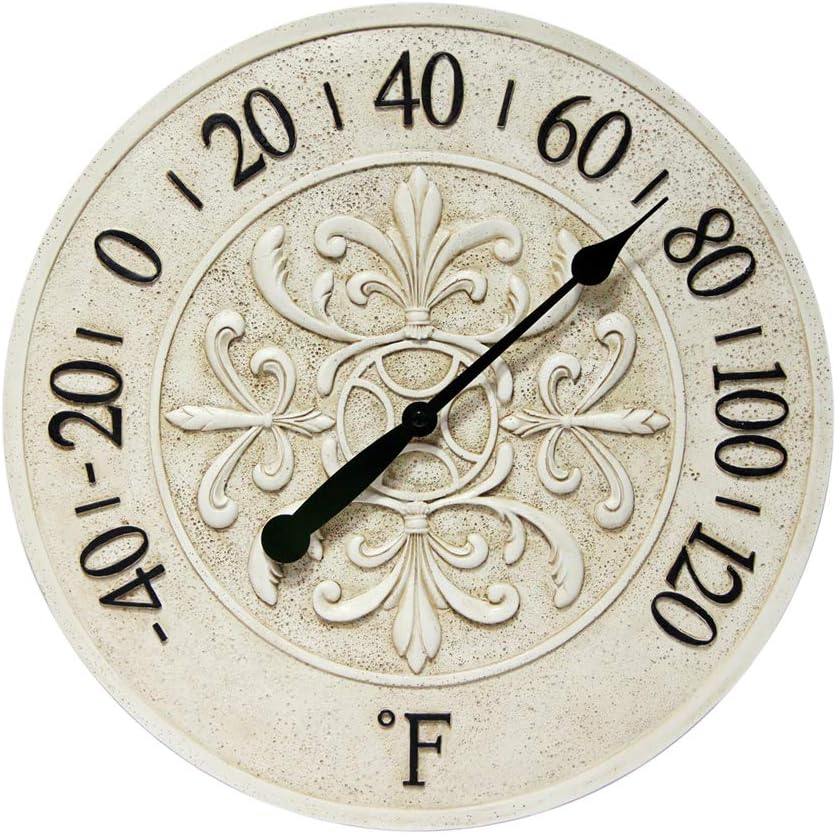 Termómetro decorativo exterior 15" blanco envejecido