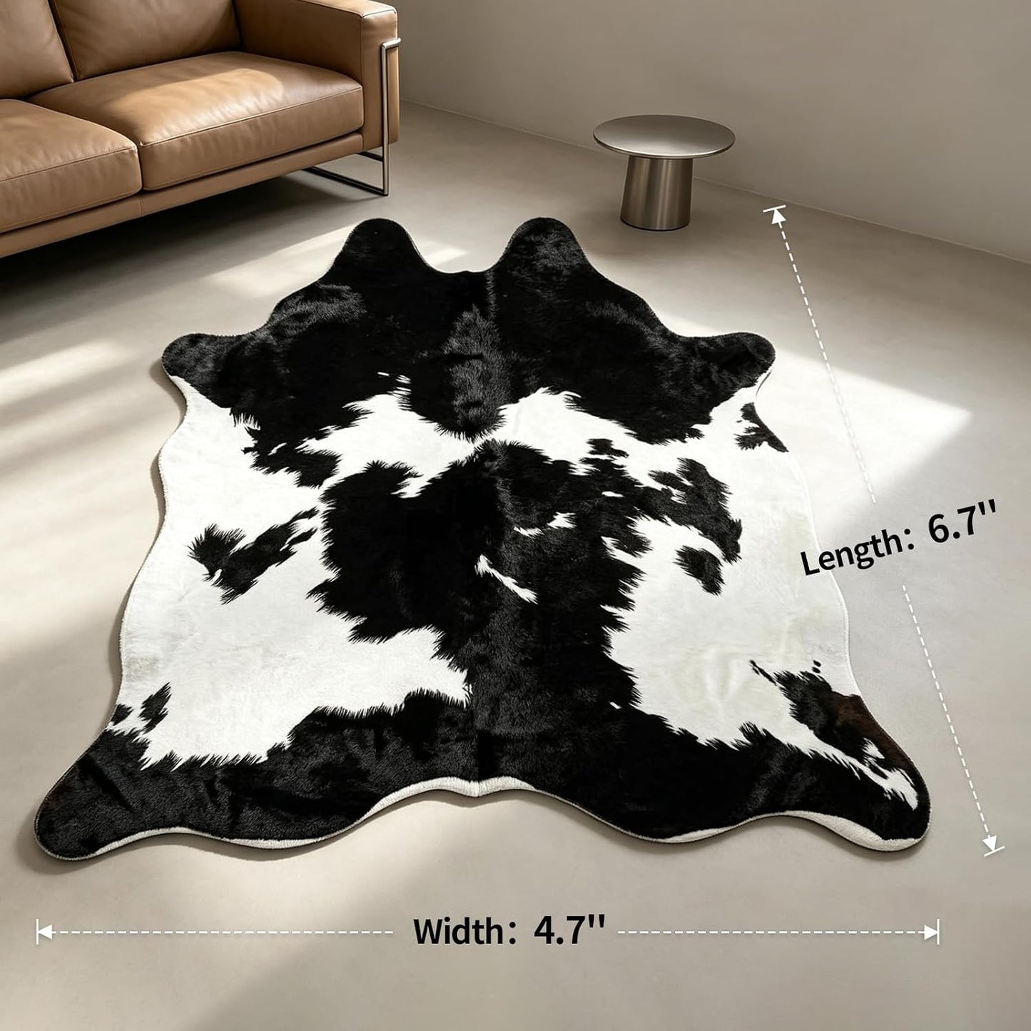 Alfombra piel vaca blanco y negro 4.6x6.6pies tamaño grande
