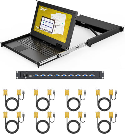 Consola KVM 1U 15.6pulg 8 puertos VGA cajón LCD