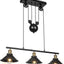 Lámpara colgante 3 poleas luz isla industrial ajustable