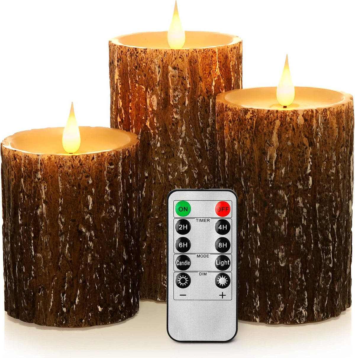 Velas LED sin llama con mecha 3D efecto pino 4-6 pulg