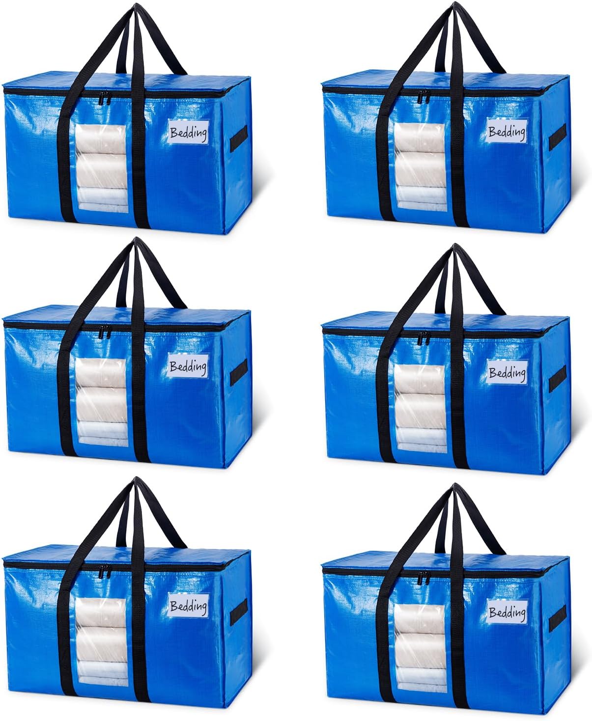 6 Pzas Bolsas Mudanza Azules Resistentes con Ventana
