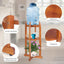 Soporte piso dispensador agua madera 5gal con repisas