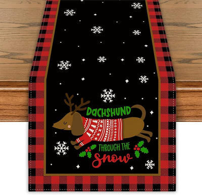 Camino mesa navidad diseño perro salchicha y búfalo cuadros