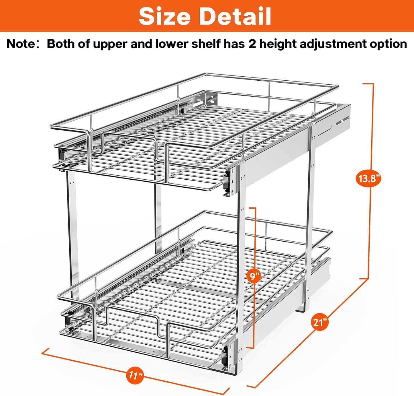 Organiz. especias 2 niveles 11x21" cajón deslizable