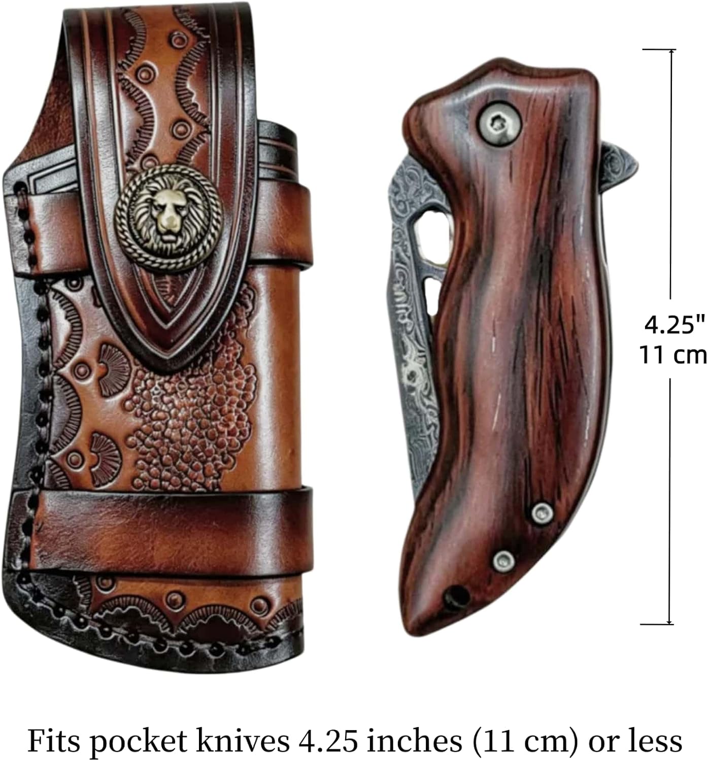 Funda cuero cuchillo bolsillo 4.25 con broche