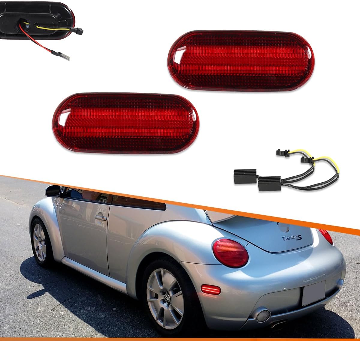 Lente LED roja señal giro VW Beetle 98-05 izq/dcha