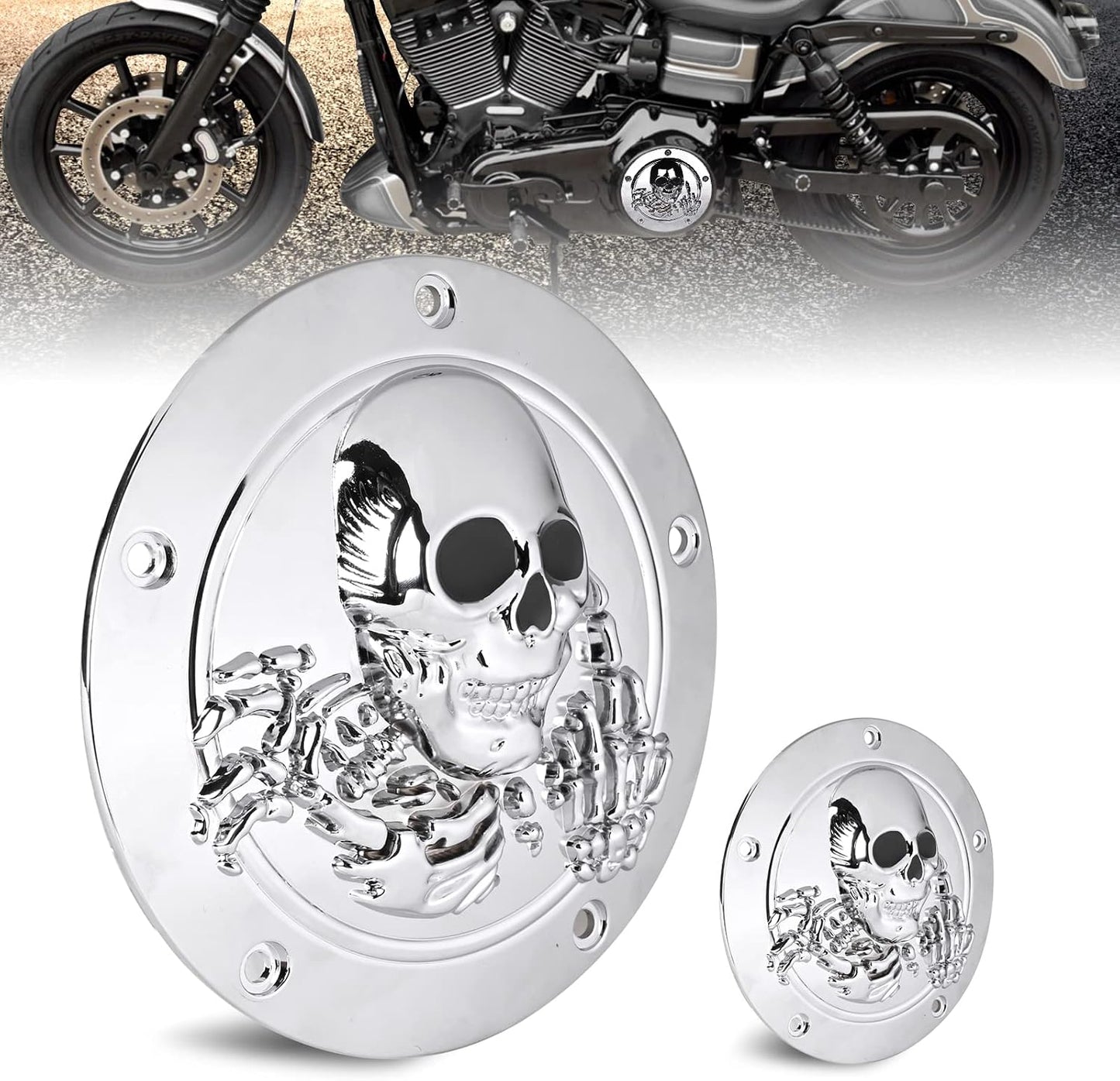 Tapa distribuidor 3D calavera 5 agujeros Harley Softail